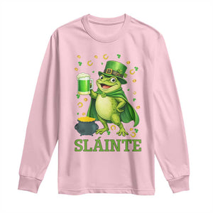 Funny Slainte Irish Frog Beer St Patricks Day Long Sleeve Shirt TS12 Light Pink Print Your Wear