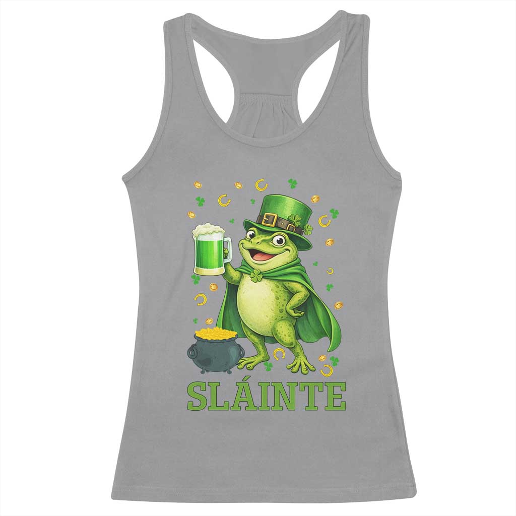 Funny Slainte Irish Frog Beer St Patricks Day Racerback Tank Top TS12 Sport Gray Print Your Wear