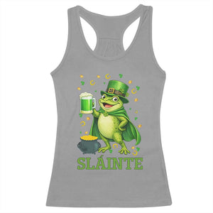 Funny Slainte Irish Frog Beer St Patricks Day Racerback Tank Top TS12 Sport Gray Print Your Wear