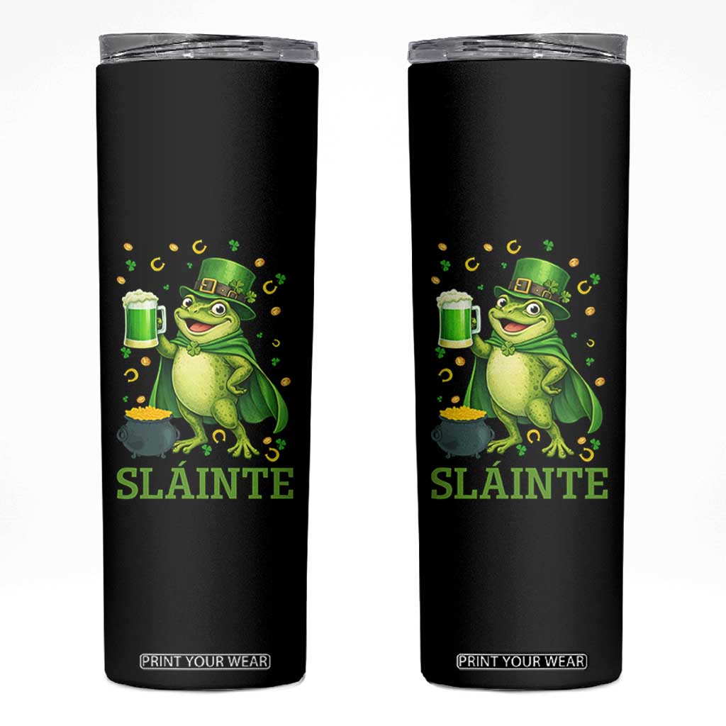 Funny Slainte Irish Frog Beer St Patricks Day Skinny Tumbler TS12 Black Print Your Wear