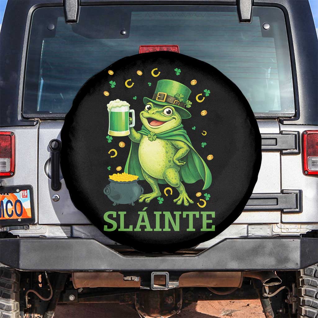 Funny Slainte Irish Frog Beer St Patricks Day Spare Tire Cover TS12 No hole Black Print Your Wear