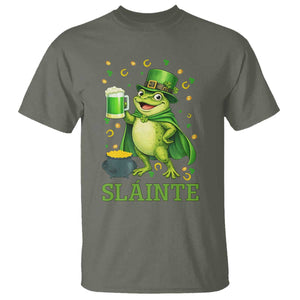 Funny Slainte Irish Frog Beer St Patricks Day T Shirt TS12 Military Green Print Your Wear