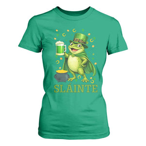 Funny Slainte Irish Frog Beer St Patricks Day T Shirt For Women TS12 Irish Green Print Your Wear