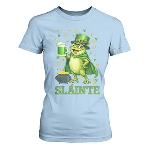 Funny Slainte Irish Frog Beer St Patricks Day T Shirt For Women TS12 Light Blue Print Your Wear