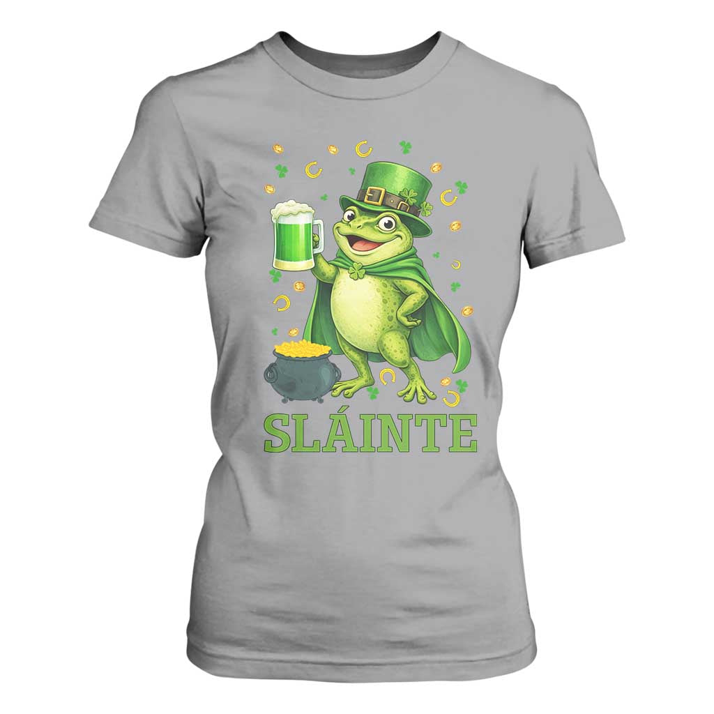 Funny Slainte Irish Frog Beer St Patricks Day T Shirt For Women TS12 Sport Gray Print Your Wear
