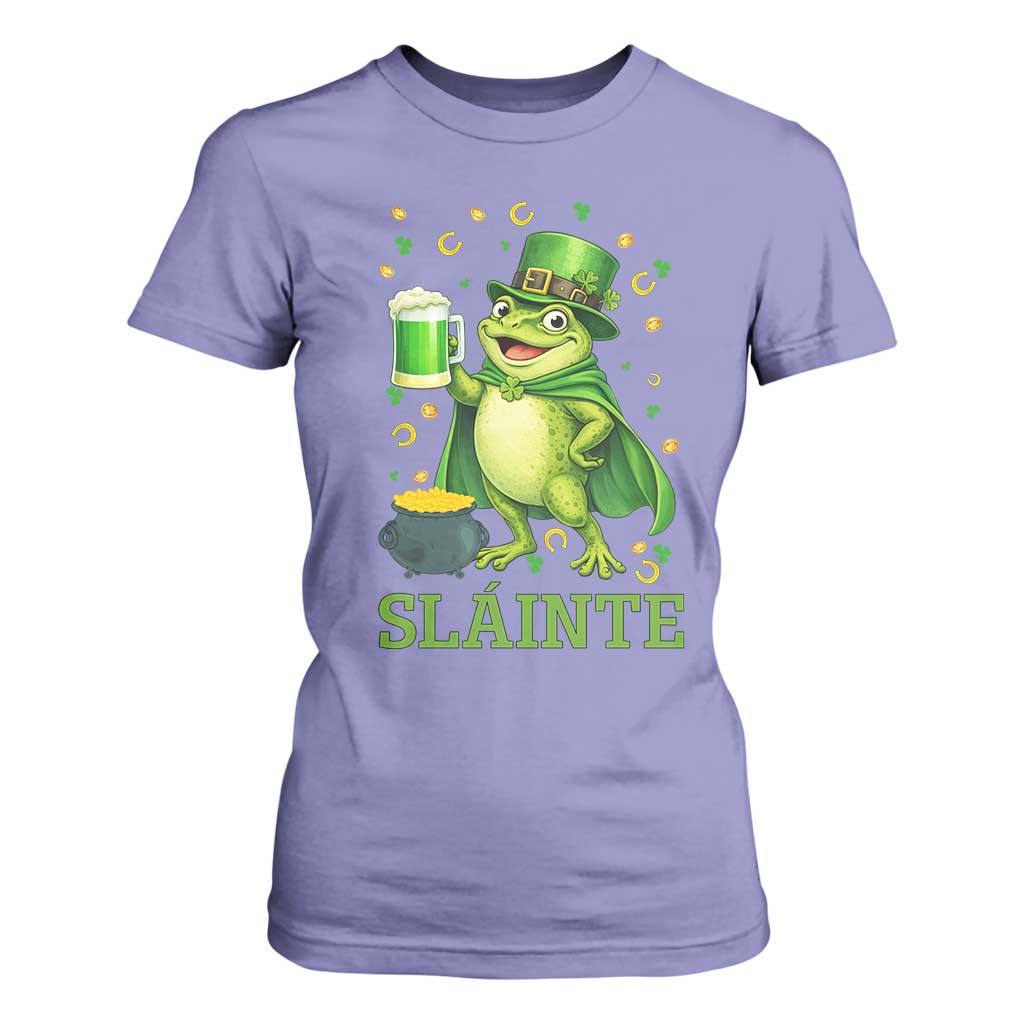 Funny Slainte Irish Frog Beer St Patricks Day T Shirt For Women TS12 Violet Print Your Wear