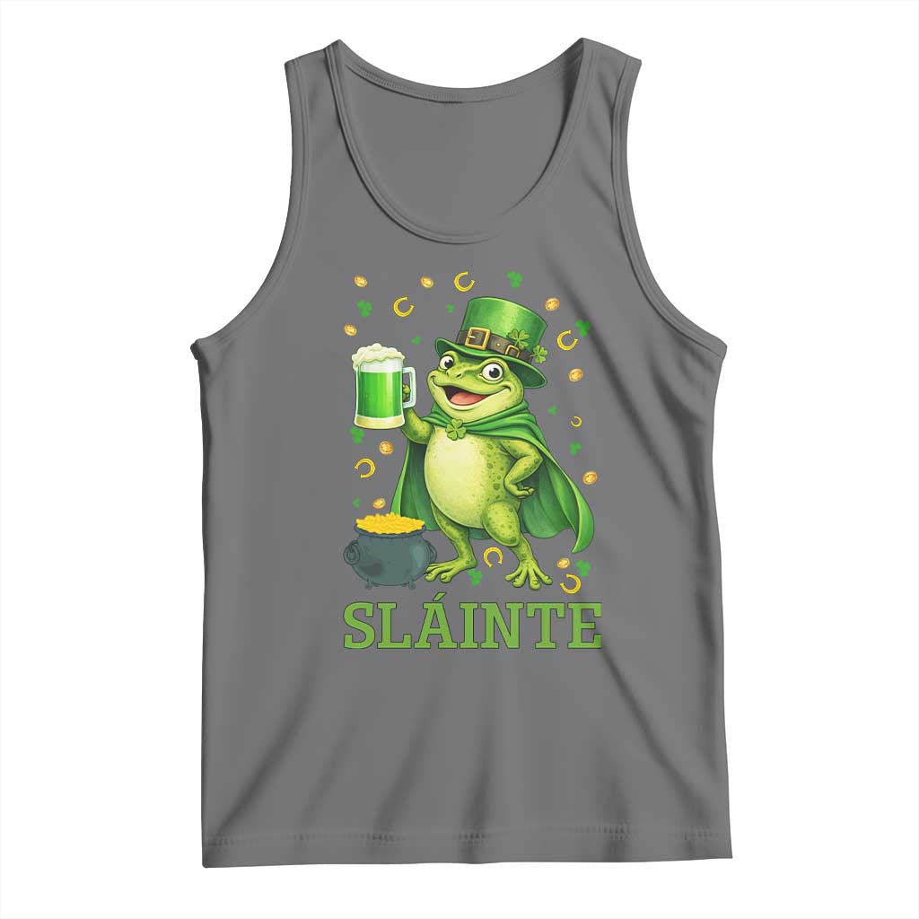 Funny Slainte Irish Frog Beer St Patricks Day Tank Top TS12 Black Heather Print Your Wear
