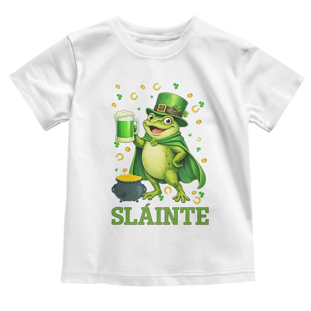 Funny Slainte Irish Frog Beer St Patricks Day Toddler T Shirt TS12 White Print Your Wear