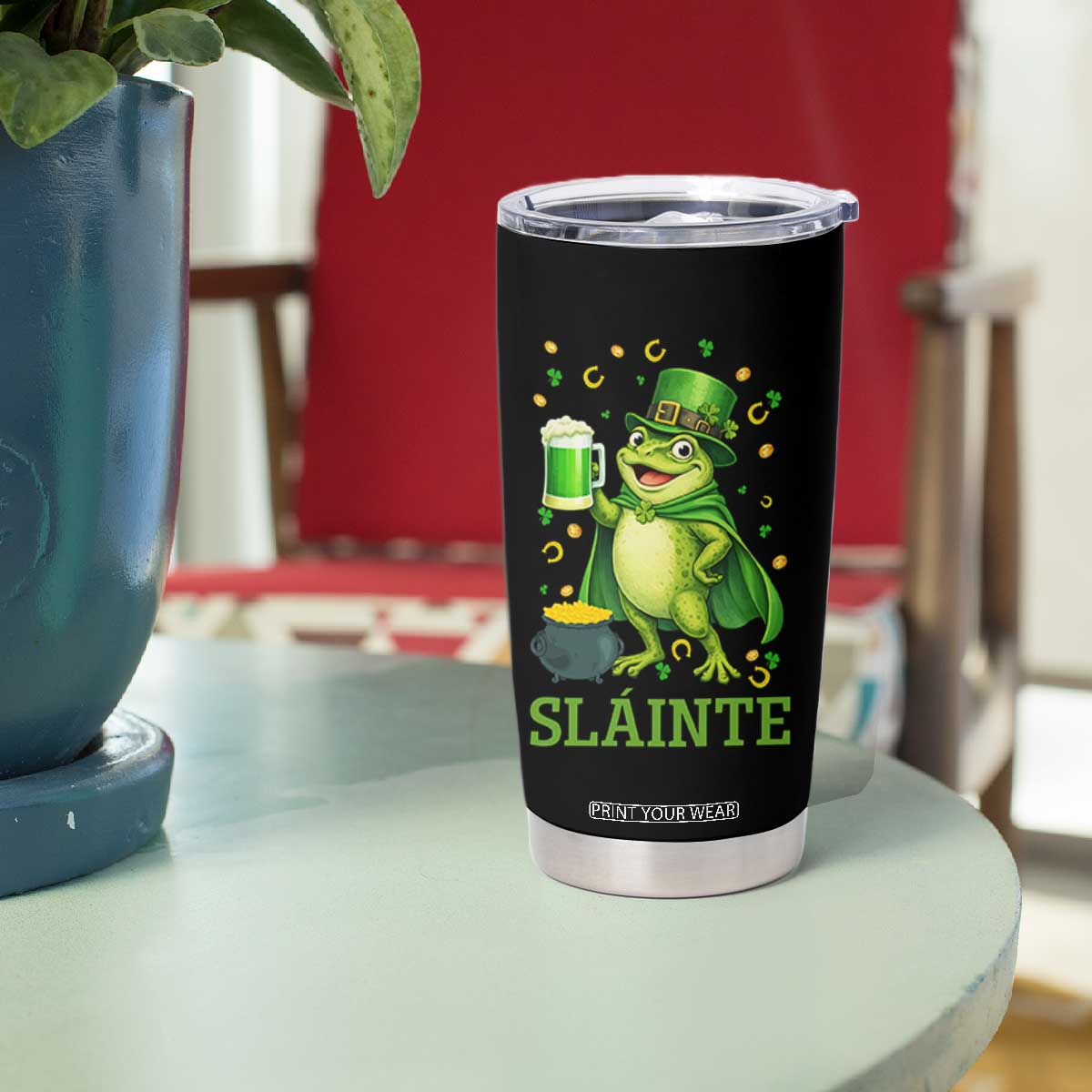 Funny Slainte Irish Frog Beer St Patricks Day Tumbler Cup TS12 Print Your Wear