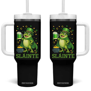 Funny Slainte Irish Frog Beer St Patricks Day Tumbler With Handle TS12 One Size: 40 oz Black Print Your Wear