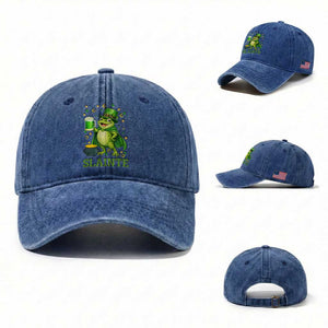 Funny Slainte Irish Frog Beer St Patricks Day Washed Cotton Baseball Cap TS12 Washed Cap Universal Fit Royal Blue Print Your Wear