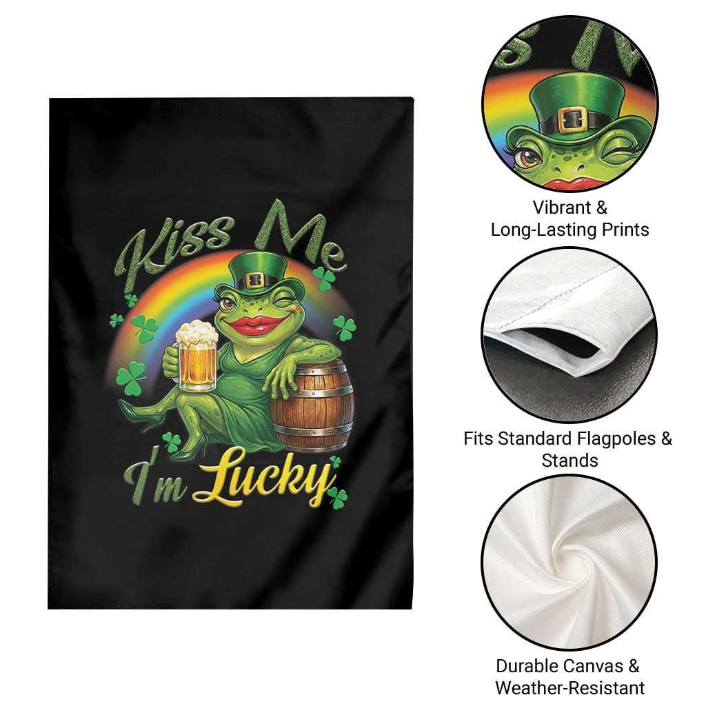 Funny Kiss Me I Am Lucky Garden Flag St Patricks Day Frog TS12 Print Your Wear
