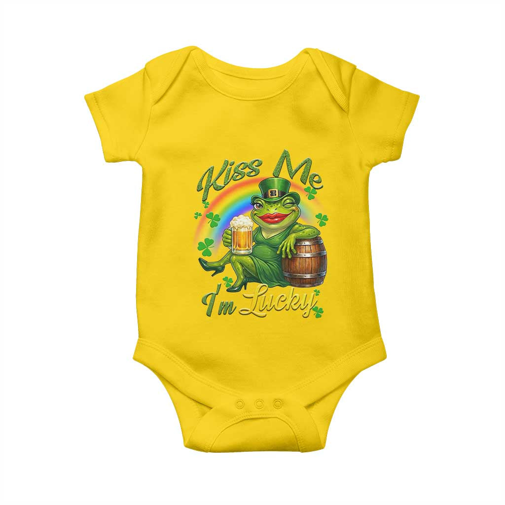 Funny Kiss Me I Am Lucky Baby Onesie St Patricks Day Frog TS12 Daisy Print Your Wear