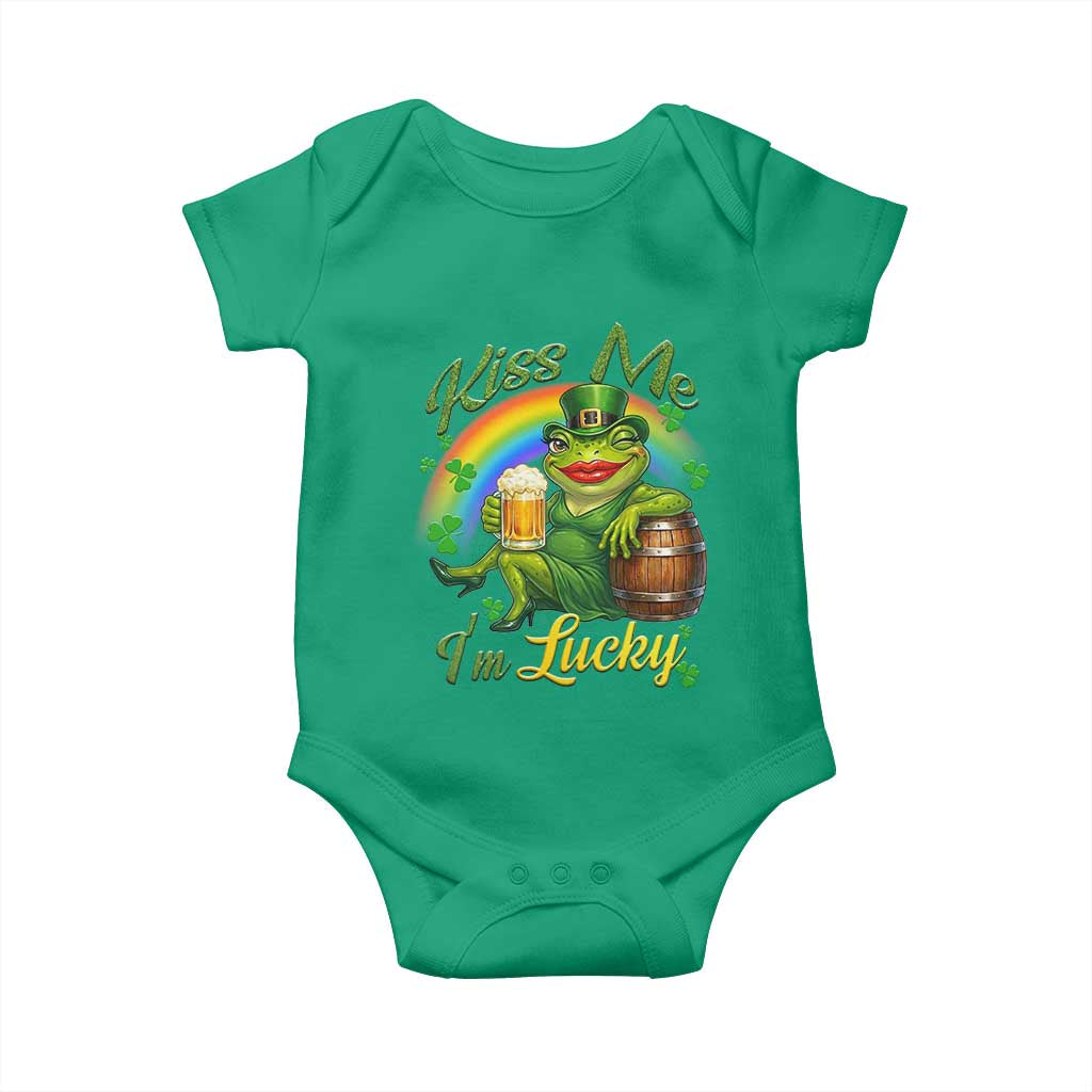 Funny Kiss Me I Am Lucky Baby Onesie St Patricks Day Frog TS12 Irish Green Print Your Wear