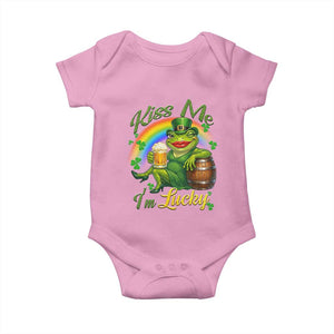 Funny Kiss Me I Am Lucky Baby Onesie St Patricks Day Frog TS12 Light Pink Print Your Wear