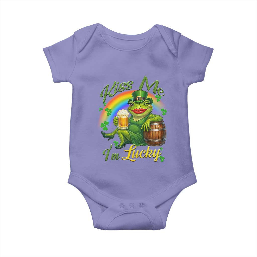 Funny Kiss Me I Am Lucky Baby Onesie St Patricks Day Frog TS12 Violet Print Your Wear