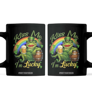 Funny Kiss Me I Am Lucky Coffee Mug St Patricks Day Frog TS12 Black Print Your Wear