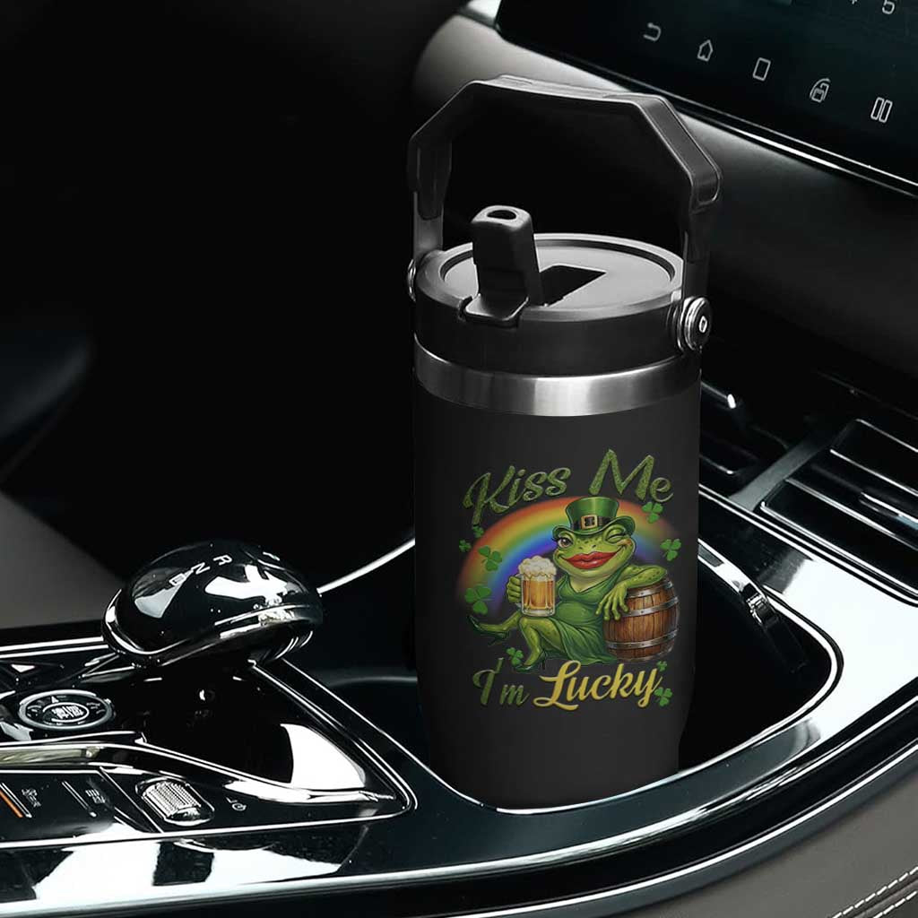 Funny Kiss Me I Am Lucky Flip Straw Tumbler St Patricks Day Frog TS12 Print Your Wear