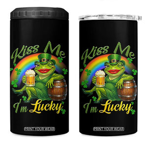 Funny Kiss Me I Am Lucky 4 in 1 Can Cooler Tumbler St Patricks Day Frog TS12 One Size: 16 oz Black Print Your Wear