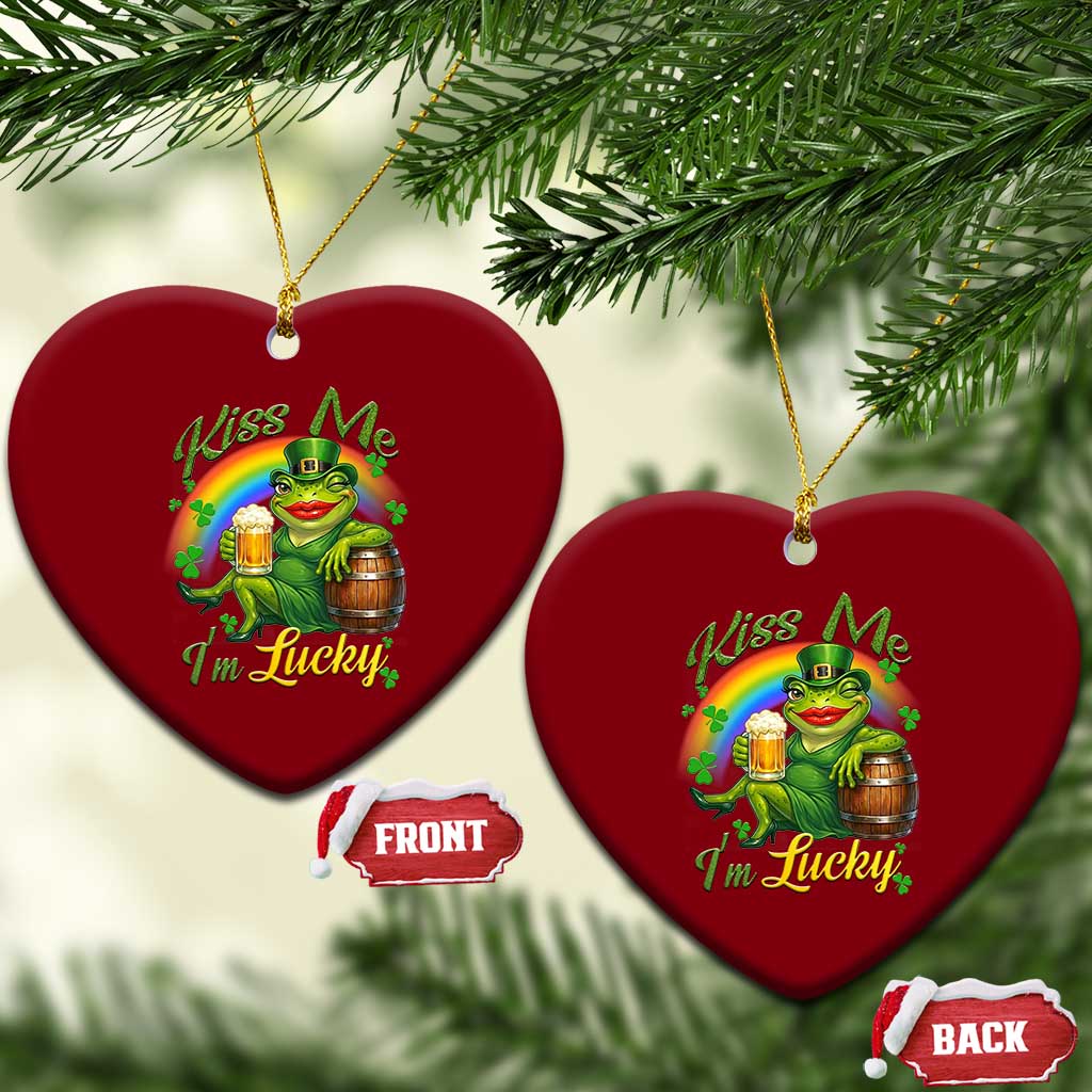 Funny Kiss Me I Am Lucky Ceramic Ornament St Patricks Day Frog TS12 Print Your Wear