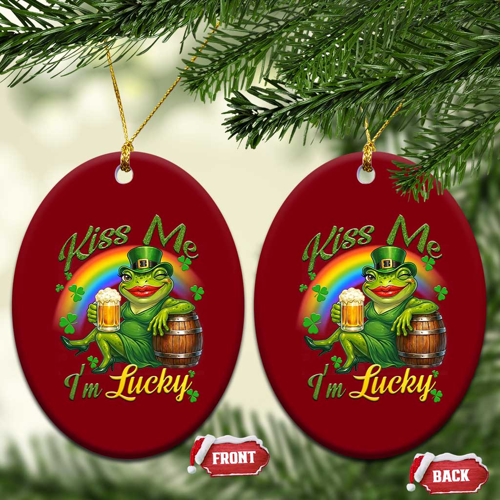 Funny Kiss Me I Am Lucky Ceramic Ornament St Patricks Day Frog TS12 Print Your Wear