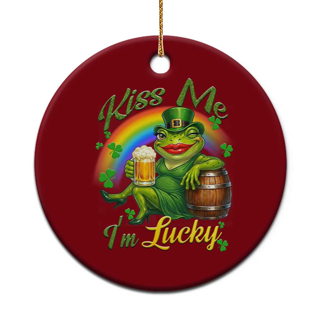 Funny Kiss Me I Am Lucky Ceramic Ornament St Patricks Day Frog TS12 1pc Red Print Your Wear