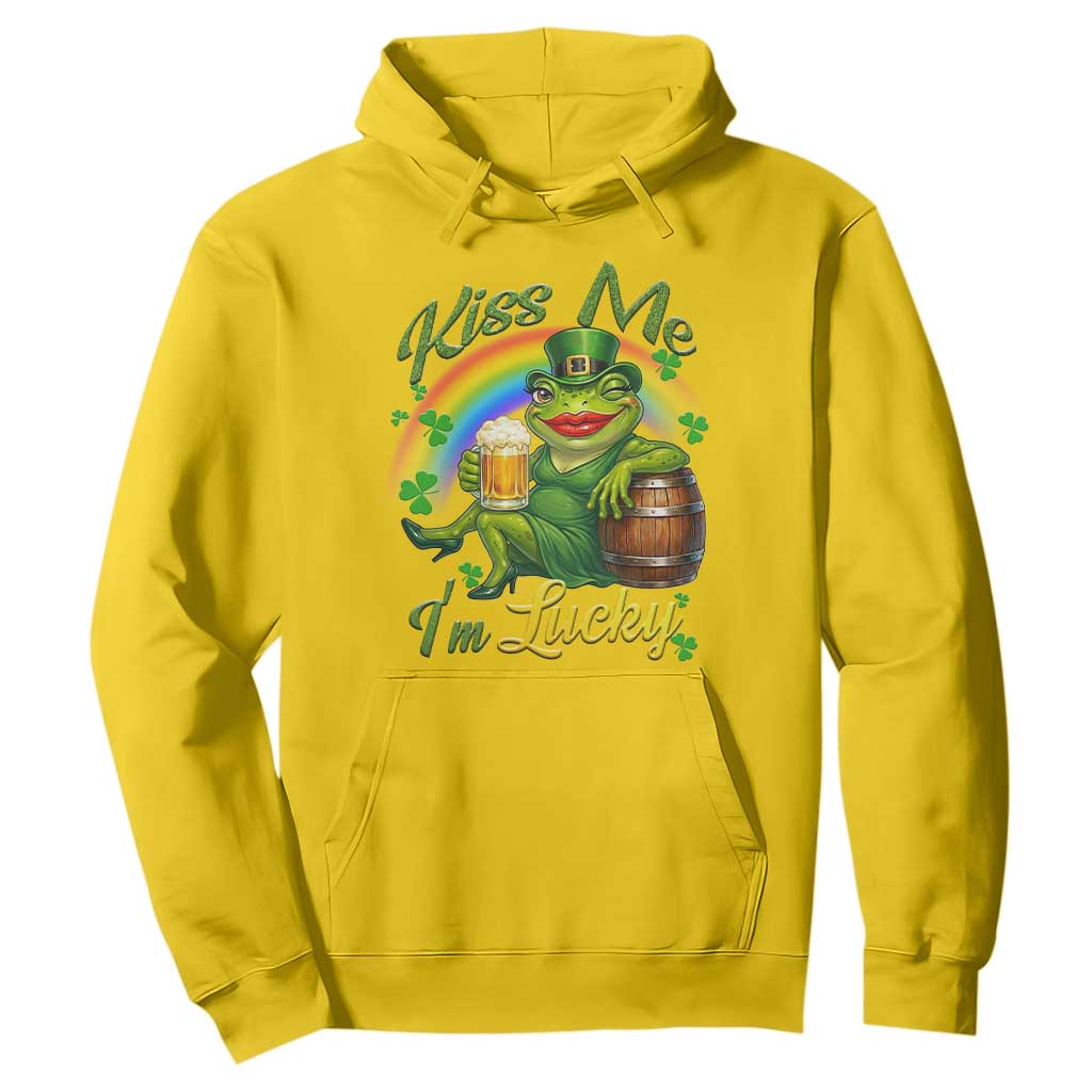 Funny Kiss Me I Am Lucky Hoodie St Patricks Day Frog TS12 Daisy Print Your Wear
