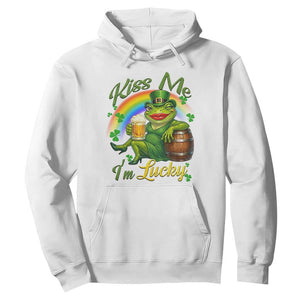 Funny Kiss Me I Am Lucky Hoodie St Patricks Day Frog TS12 White Print Your Wear