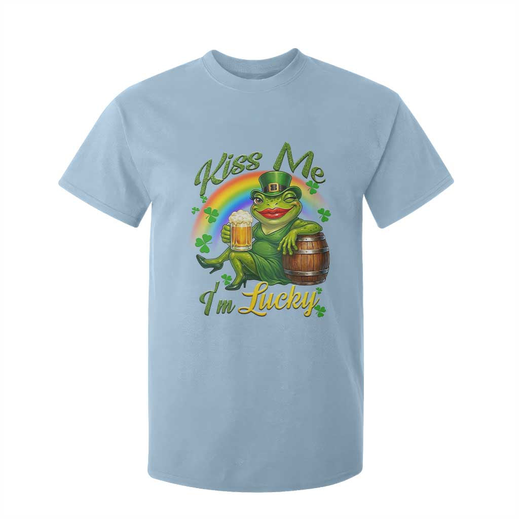 Funny Kiss Me I Am Lucky T Shirt For Kid St Patricks Day Frog TS12 Light Blue Print Your Wear