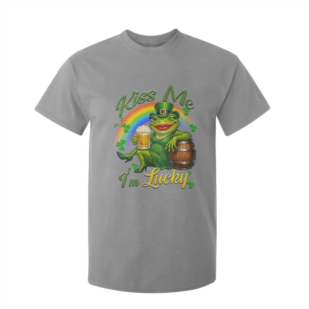 Funny Kiss Me I Am Lucky T Shirt For Kid St Patricks Day Frog TS12 Sport Gray Print Your Wear