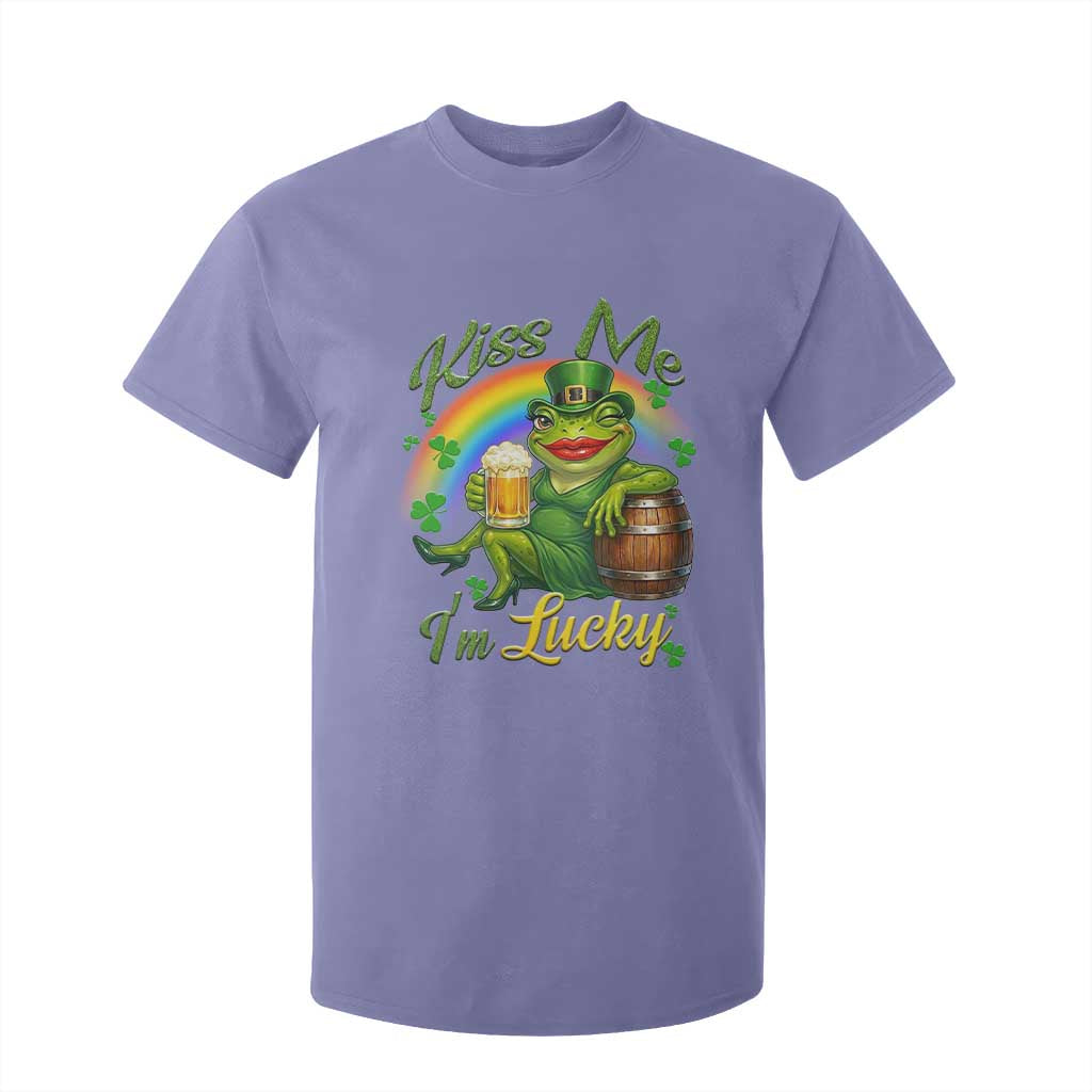 Funny Kiss Me I Am Lucky T Shirt For Kid St Patricks Day Frog TS12 Violet Print Your Wear