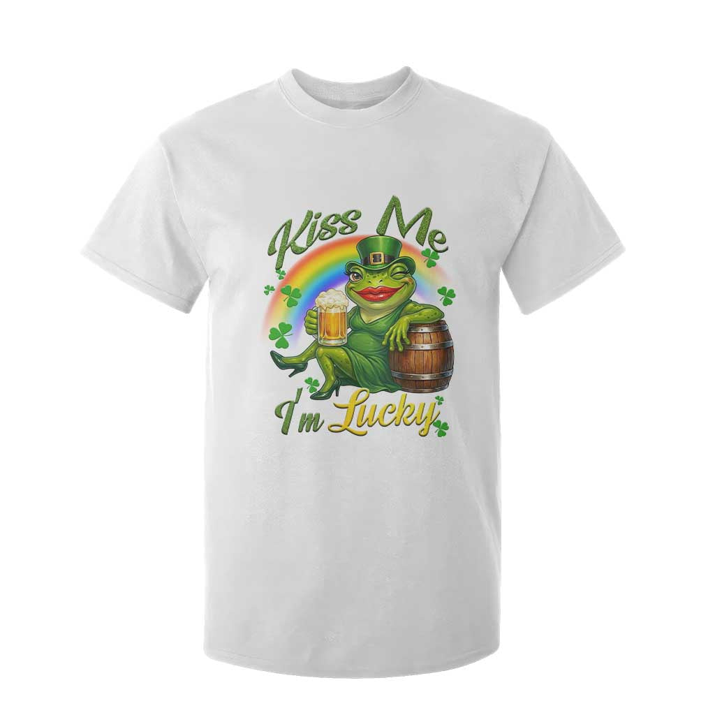 Funny Kiss Me I Am Lucky T Shirt For Kid St Patricks Day Frog TS12 White Print Your Wear