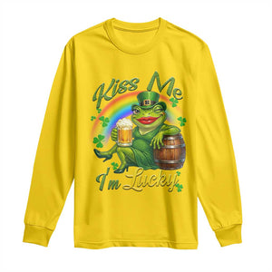 Funny Kiss Me I Am Lucky Long Sleeve Shirt St Patricks Day Frog TS12 Daisy Print Your Wear