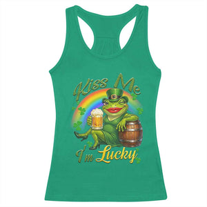 Funny Kiss Me I Am Lucky Racerback Tank Top St Patricks Day Frog TS12 Irish Green Print Your Wear