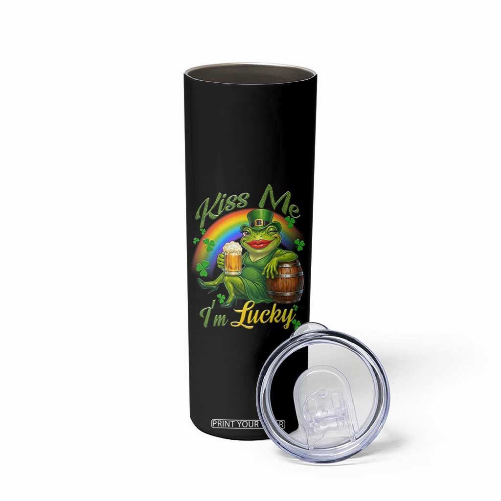 Funny Kiss Me I Am Lucky Skinny Tumbler St Patricks Day Frog TS12 Print Your Wear