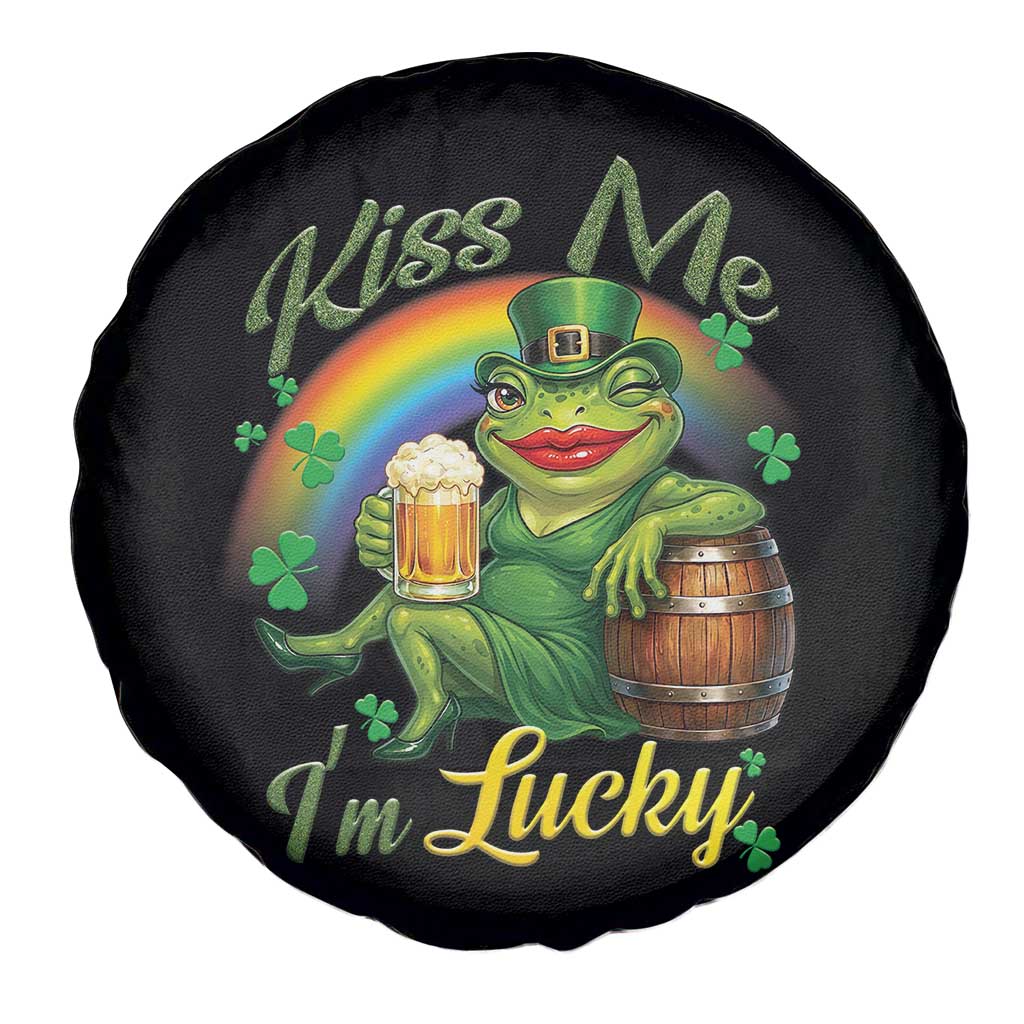 Funny Kiss Me I Am Lucky Spare Tire Cover St Patricks Day Frog TS12 Print Your Wear