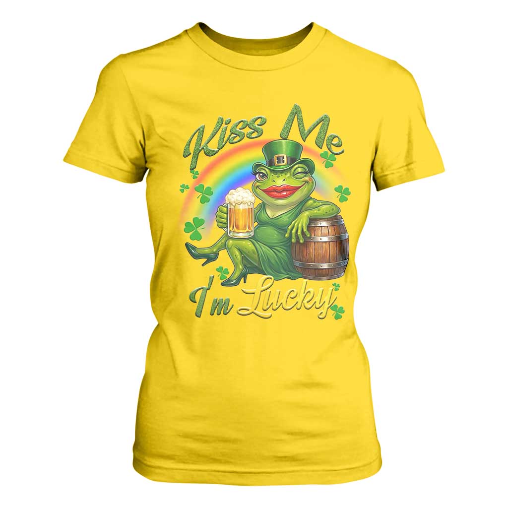 Funny Kiss Me I Am Lucky T Shirt For Women St Patricks Day Frog TS12 Daisy Print Your Wear