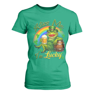 Funny Kiss Me I Am Lucky T Shirt For Women St Patricks Day Frog TS12 Irish Green Print Your Wear