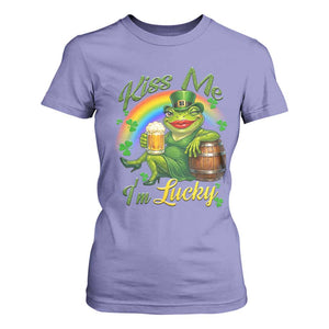 Funny Kiss Me I Am Lucky T Shirt For Women St Patricks Day Frog TS12 Violet Print Your Wear