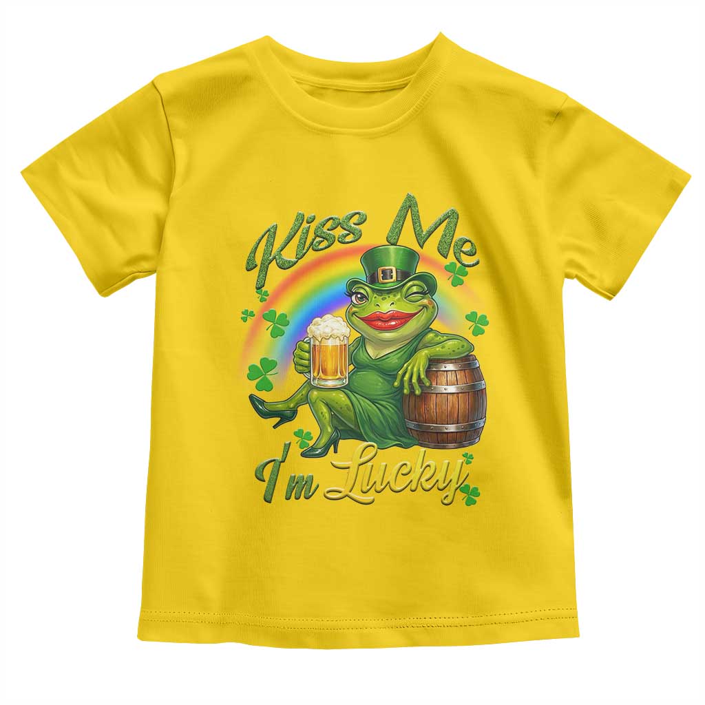 Funny Kiss Me I Am Lucky Toddler T Shirt St Patricks Day Frog TS12 Daisy Print Your Wear