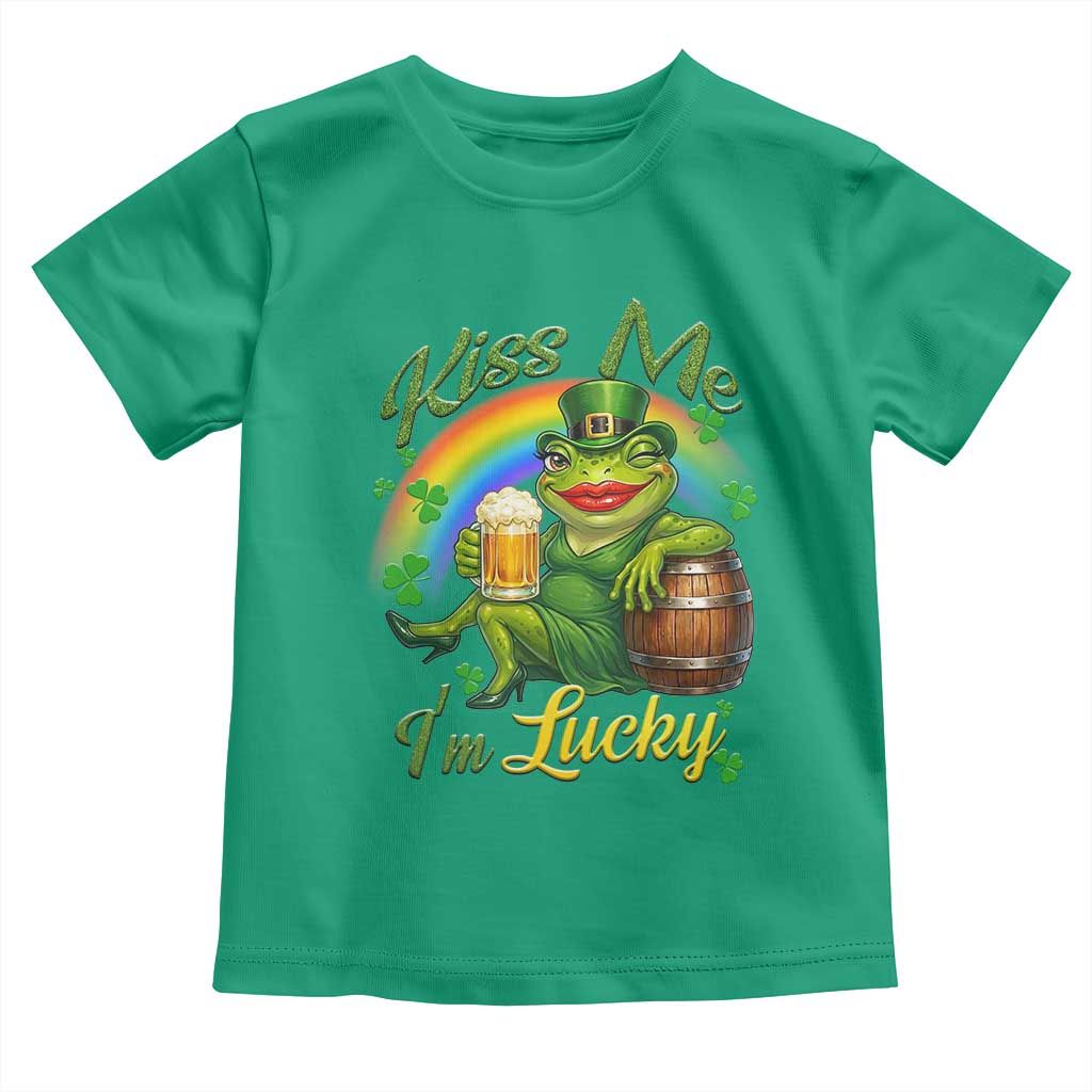 Funny Kiss Me I Am Lucky Toddler T Shirt St Patricks Day Frog TS12 Irish Green Print Your Wear