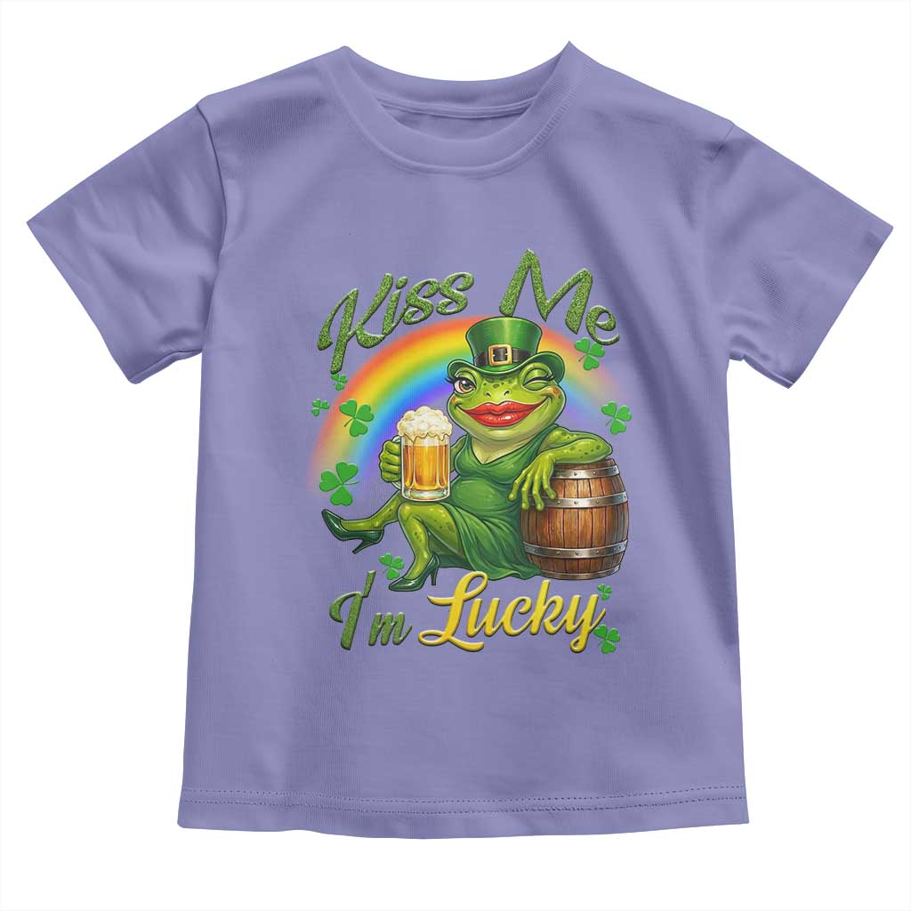 Funny Kiss Me I Am Lucky Toddler T Shirt St Patricks Day Frog TS12 Violet Print Your Wear