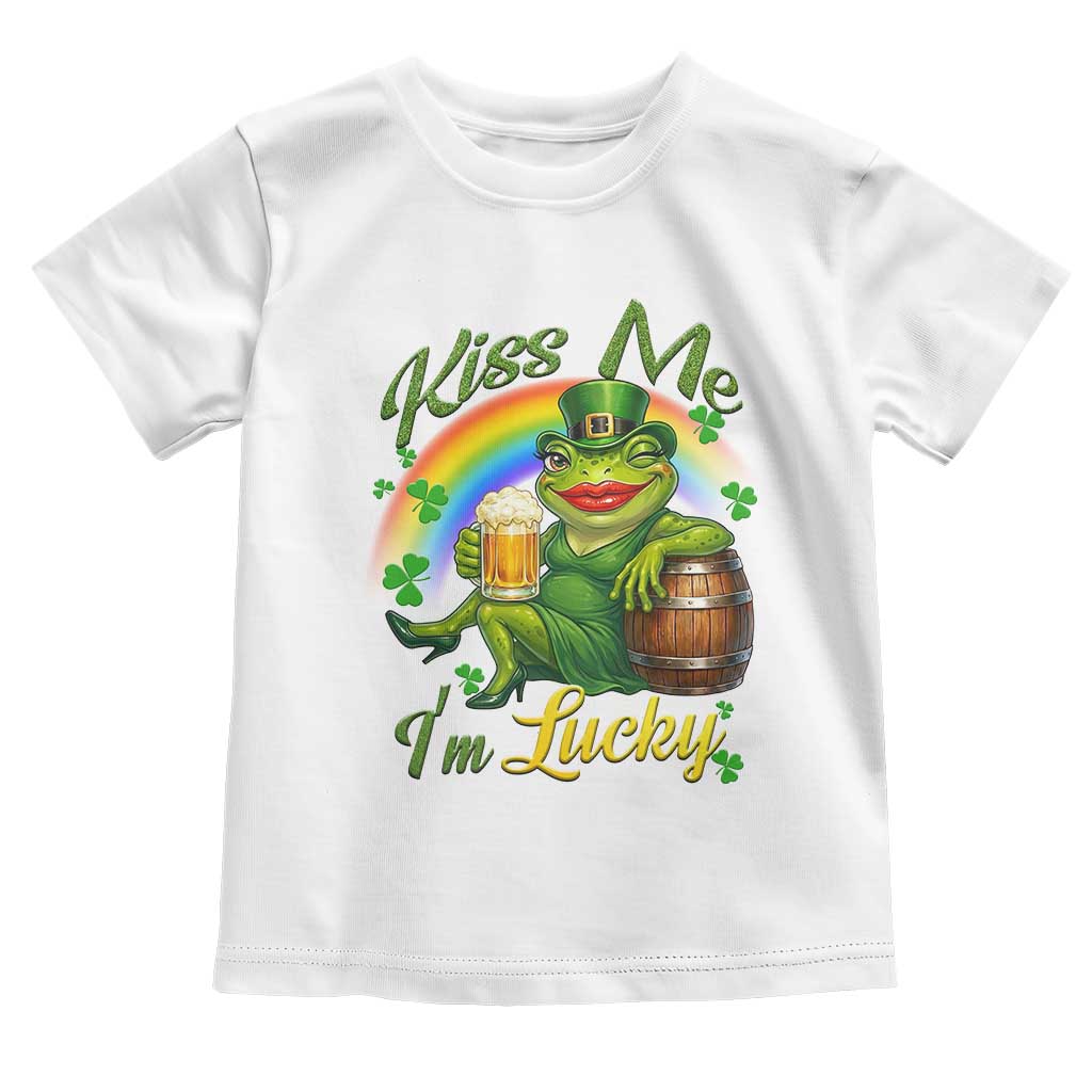 Funny Kiss Me I Am Lucky Toddler T Shirt St Patricks Day Frog TS12 White Print Your Wear