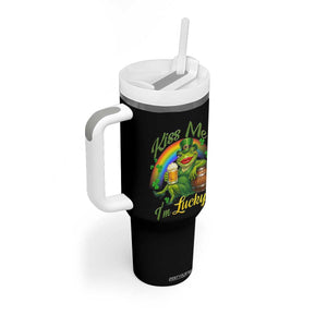 Funny Kiss Me I Am Lucky Tumbler With Handle St Patricks Day Frog TS12 Print Your Wear