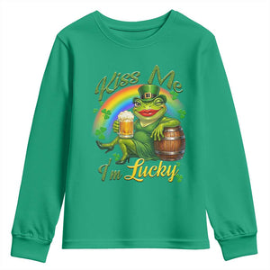 Funny Kiss Me I Am Lucky Youth Sweatshirt St Patricks Day Frog TS12 Irish Green Print Your Wear