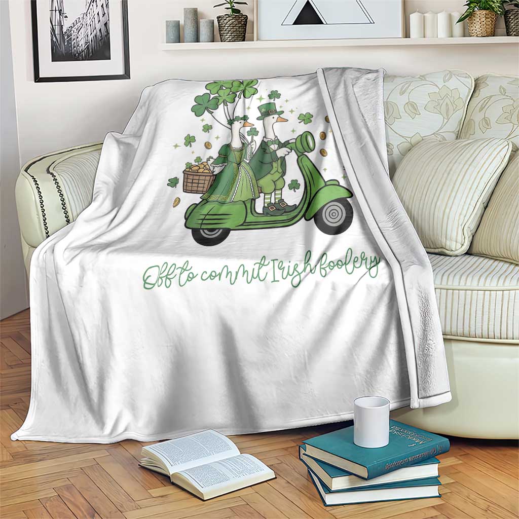 Funny Silly Irish Goose Throw Blanket Off To Commit Irish Foolery TS12 Print Your Wear