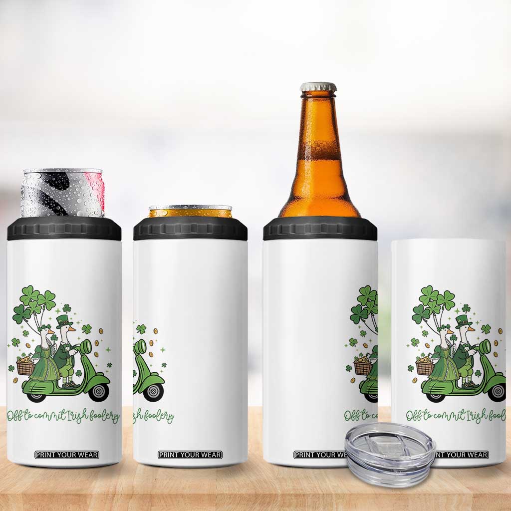 Funny Silly Irish Goose 4 in 1 Can Cooler Tumbler Off To Commit Irish Foolery TS12 Print Your Wear