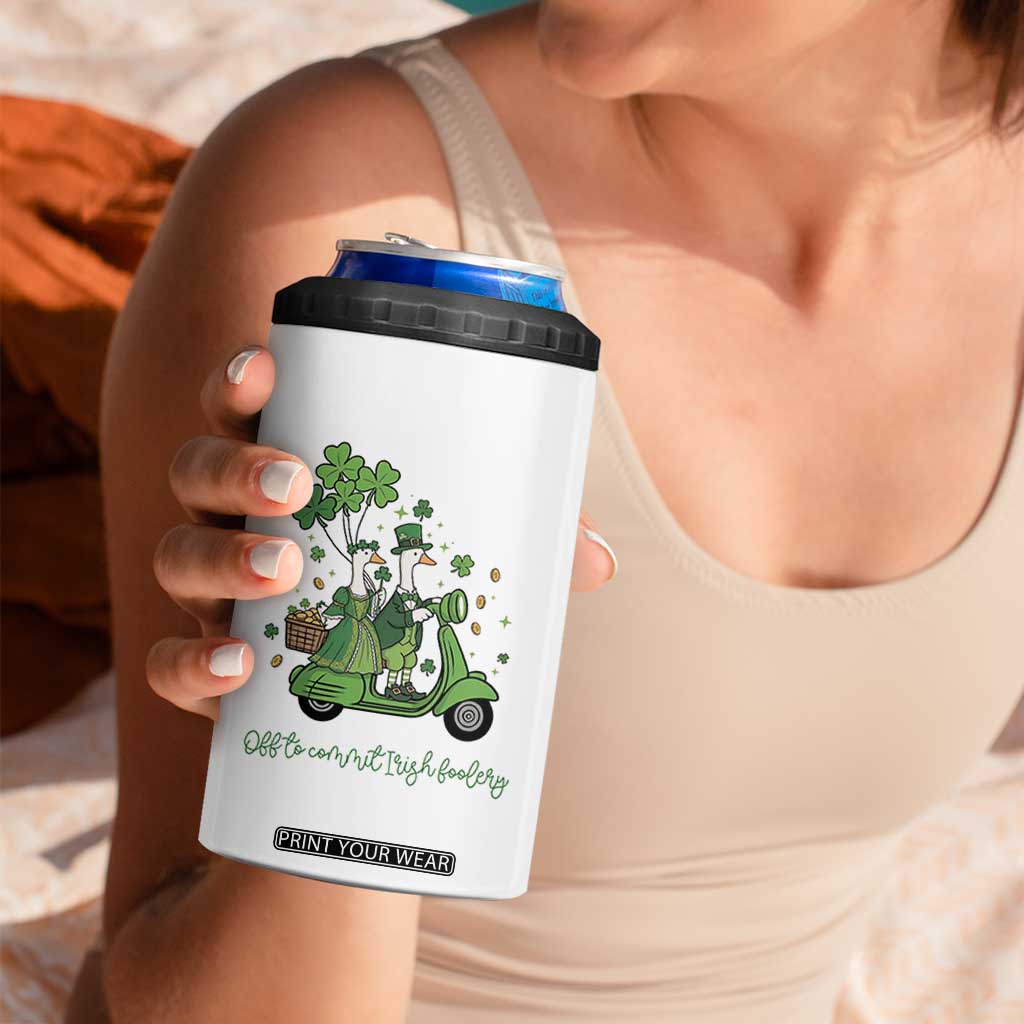 Funny Silly Irish Goose 4 in 1 Can Cooler Tumbler Off To Commit Irish Foolery TS12 Print Your Wear