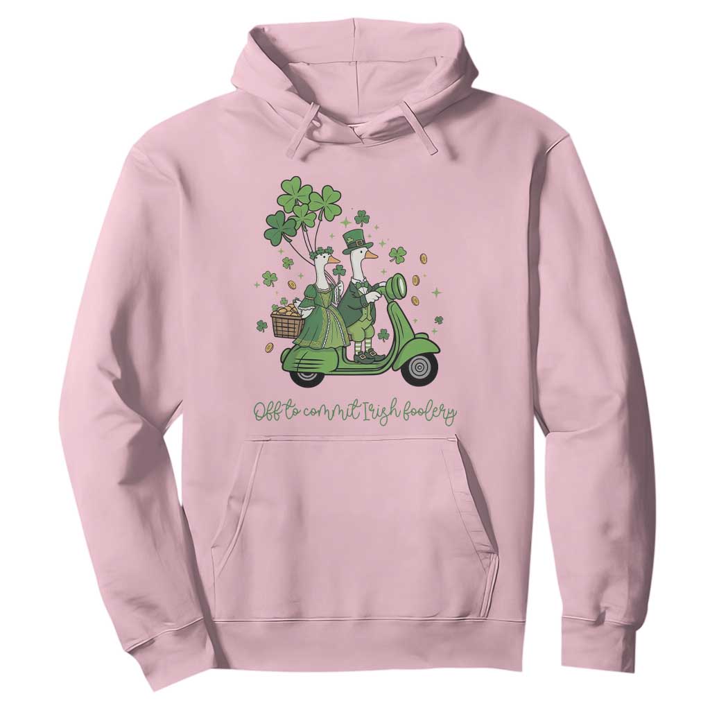 Funny Silly Irish Goose Hoodie Off To Commit Irish Foolery TS12 Light Pink Print Your Wear