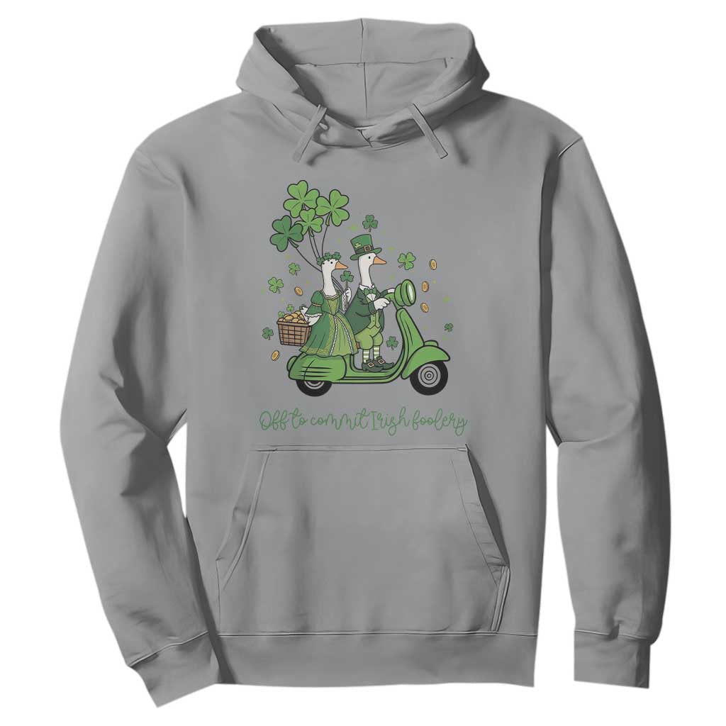 Funny Silly Irish Goose Hoodie Off To Commit Irish Foolery TS12 Sport Gray Print Your Wear